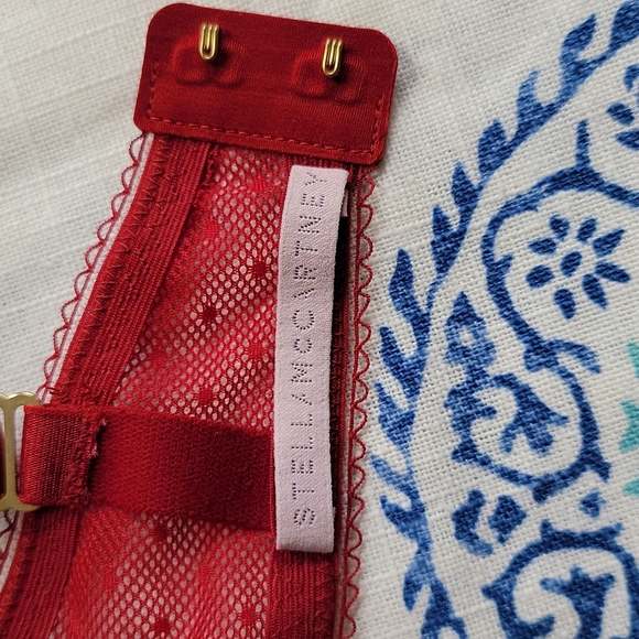 NWT STELLA McCARTNEY Red w/ Black Velvet Bows Lined Demi Bra 36C - Picture 3 of 7